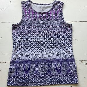 Athleta Mandala Print Purple Gray print muscle tee shirt Yoga tank Medium